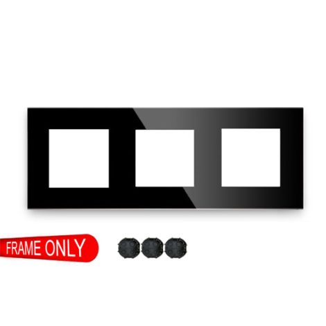 TRIPLE LIGHT SWITCH GLASS BLACK